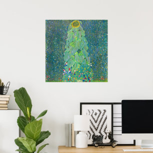 Sonnenblume von Klimt, Vintage Blumen Art Nouveau Poster