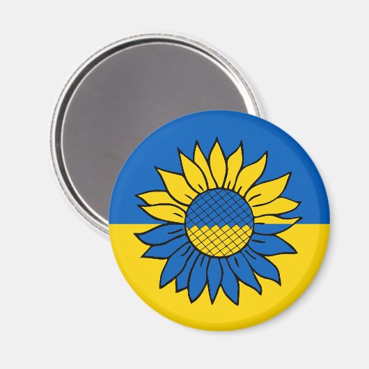 Sonnenblume vor der ukrainischen Flagge Magnet (Vorderseite/Rückseite)