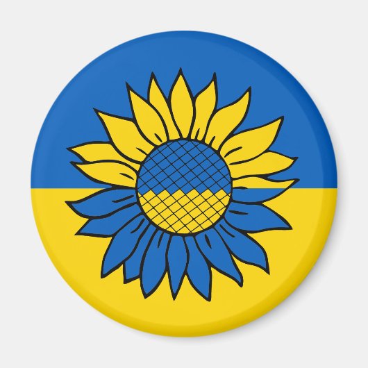 Sonnenblume vor der ukrainischen Flagge Magnet (Vorne)