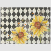 Sonnenblume w Bienen Black Ephemera Decoupage Righ Seidenpapier (Vorderseite)
