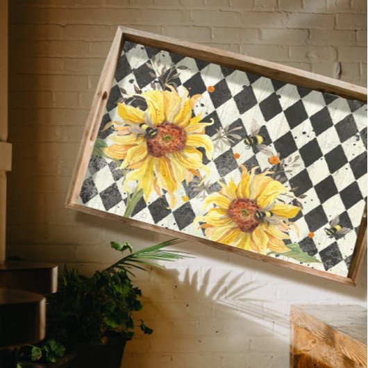 Sonnenblume w Bienen Black Ephemera Decoupage Verl Seidenpapier