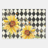 Sonnenblume w Bienen Black Ephemera Verlassen Deco Geschenkpapier Set (Vorderseite)