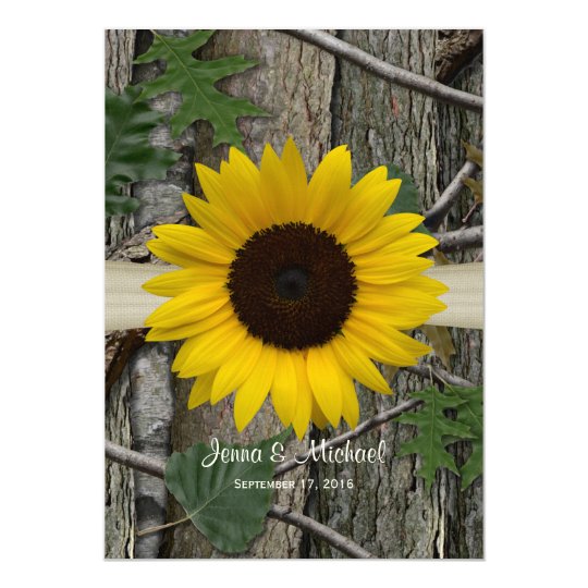 Sonnenblume Waldcamouflage Hochzeit Einladung Zazzle De