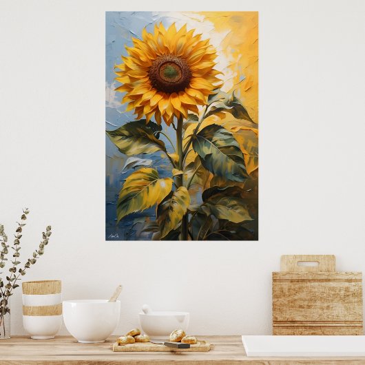 Sonnenblume | Wall Art Poster | Ölgemälde (Küche)