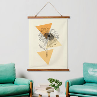 Sonnenblume Wandteppich Mit Holzrahmen