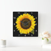 Sonnenblume-Wanduhr Quadratische Wanduhr (Zuhause)