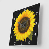 Sonnenblume-Wanduhr Quadratische Wanduhr (Winkel)