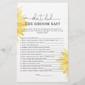 Sonnenblume Was hat der Bräutigam zu Brautspiel ge (Vorderseite)