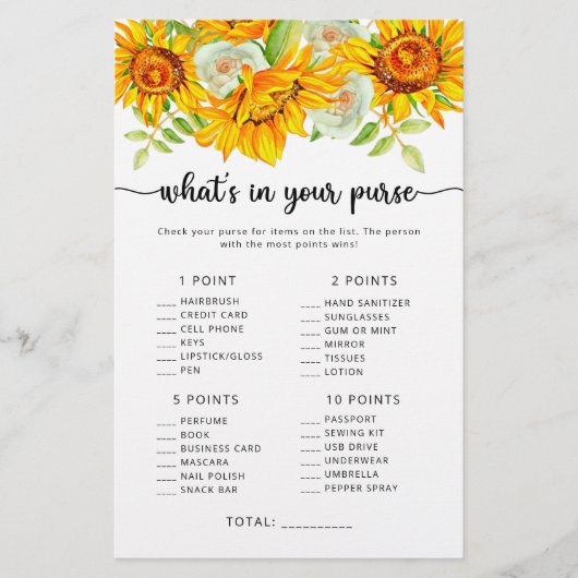 Sonnenblume, was in deinem Geldbeutel-Spiel ist (Vorderseite)