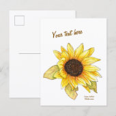 Sonnenblume Wasserfarbe anpassbare Postkarte (Vorne/Hinten)
