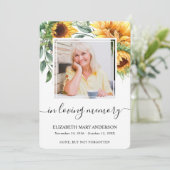 Sonnenblume Wasserfarbe Beileid Beerdigung Gebetsk Dankeskarte (Stehend Vorderseite)