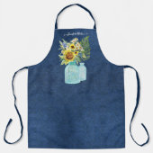 Sonnenblume Wasserfarbe Blumenblauer Navy Blauer N Schürze (Vorderseite)