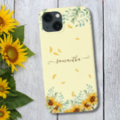 Sonnenblume Wasserfarbe Blumenzellenschrift Name Case-Mate iPhone Hülle