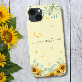 Sonnenblume Wasserfarbe Blumenzellenschrift Name Case-Mate iPhone Hülle