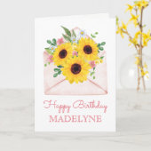 Sonnenblume Wasserfarbe Botanisches Glück Geburtst Karte (Gelbe Blume)