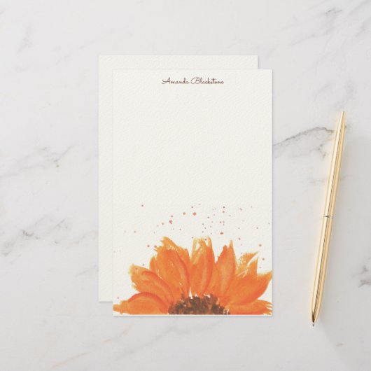 Sonnenblume Wasserfarbe Briefpapier (Vorderseite/Rückseite Beispiel)