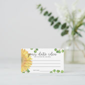 Sonnenblume Wasserfarbe Datum Ideen Nacht \ Datum Begleitkarte (Stehend Vorderseite)