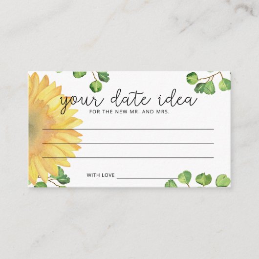Sonnenblume Wasserfarbe Datum Ideen Nacht \ Datum Begleitkarte (Vorderseite)