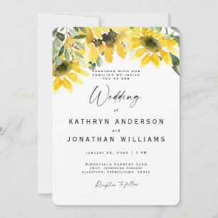 Sonnenblume Wasserfarbe Elegante Hochzeit Ohne Elt Einladung