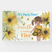 Sonnenblume Wasserfarbe Fünfte Girl Geburtstag Banner (Horizontal)
