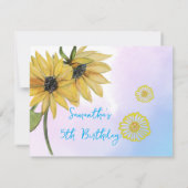 Sonnenblume Wasserfarbe Fünftes Girl Foto Geburtst Dankeskarte (Rückseite)
