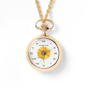 Sonnenblume Wasserfarbe Gelb Floral Modern Armbanduhr