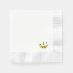Sonnenblume Wasserfarbe Gelb Monogramm Serviette