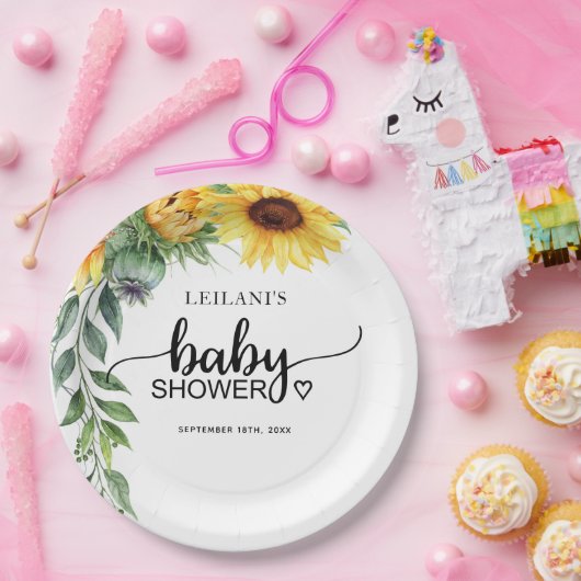 Sonnenblume Wasserfarbe Kinderdusche Pappteller (Party)