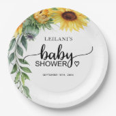 Sonnenblume Wasserfarbe Kinderdusche Pappteller (Vorderseite)