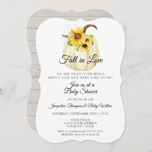 Sonnenblume Wasserfarbe Pumpkin Baby Dusche Einladung (Vorne/Hinten)