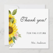 Sonnenblume Wasserfarbe Rosa Blumendusche Dankeskarte (Vorderseite)