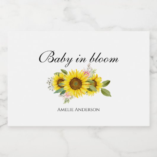 Sonnenblume Wasserfarbe Rosa Blumendusche Schaumweinetikett (Einzelnes Label)