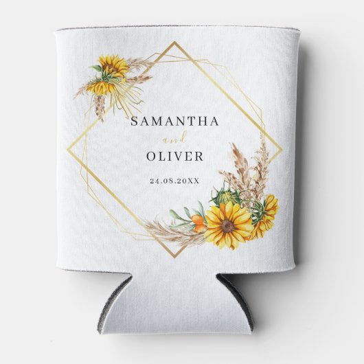 Sonnenblume Wasserfarbe Rustikale Hochzeit kann kü Dosenkühler (Vorderseite)