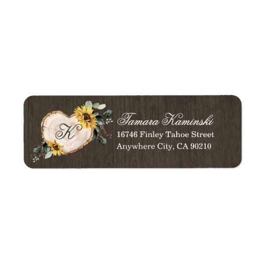 Sonnenblume Wasserfarbe Rustikales Herz Hochzeitad (Vorne)