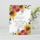 Sonnenblume Wasserfarben Blumenzwiebeleien Einladu Einladung (Stehend Vorderseite)