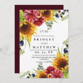 Sonnenblume Wasserfarben Blumenzwiebeleien Einladu Einladung (Vorne/Hinten)