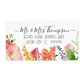 Sonnenblume Wasserfarben Gelbes weißes Blattwerk L Adressaufkleber