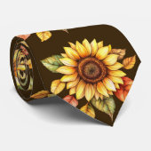 Sonnenblume – Wasserfarben Herbstmode Krawatte (Gerollt)