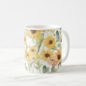 Sonnenblume Wasserfarben-Tasse Kaffeetasse (VorderseiteRechts)