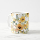 Sonnenblume Wasserfarben-Tasse Kaffeetasse (Vorderseite Links)
