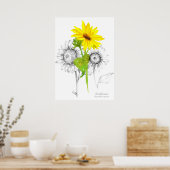 Sonnenblume Wasserfarbenstift Botanisch Zeichnend Poster (Küche)