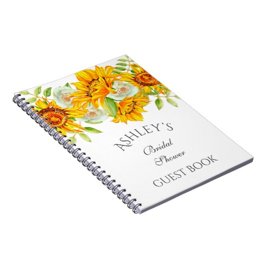 Sonnenblume Watercolo Personalisiertes Gästebuch Notizblock (Rechte Seite)