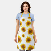 Sonnenblume. Watercolor Gelb rustikale Blumenmuste Schürze (Getragen)