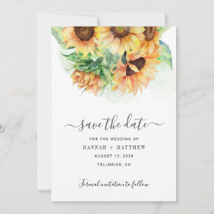 Sonnenblume Watercolor Roségoldene Rustikale Hochz Save The Date