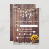 Sonnenblume Wein Barrel Rustic Wedding RSVP (Vorne/Hinten)
