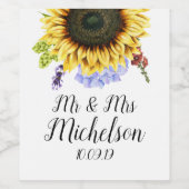 Sonnenblume Weinetikett (Einzelnes Label)