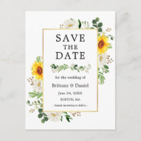 Sonnenblume Weiße Blumengrün Save the Date