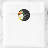 Sonnenblume & Weiße Rose Danke - Schwarz 2 Runder Aufkleber (Tasche)