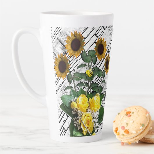 Sonnenblume Weiße Ziegelsteine Latte Tasse (Beispiel)