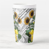 Sonnenblume Weiße Ziegelsteine Latte Tasse (Vorderseite)